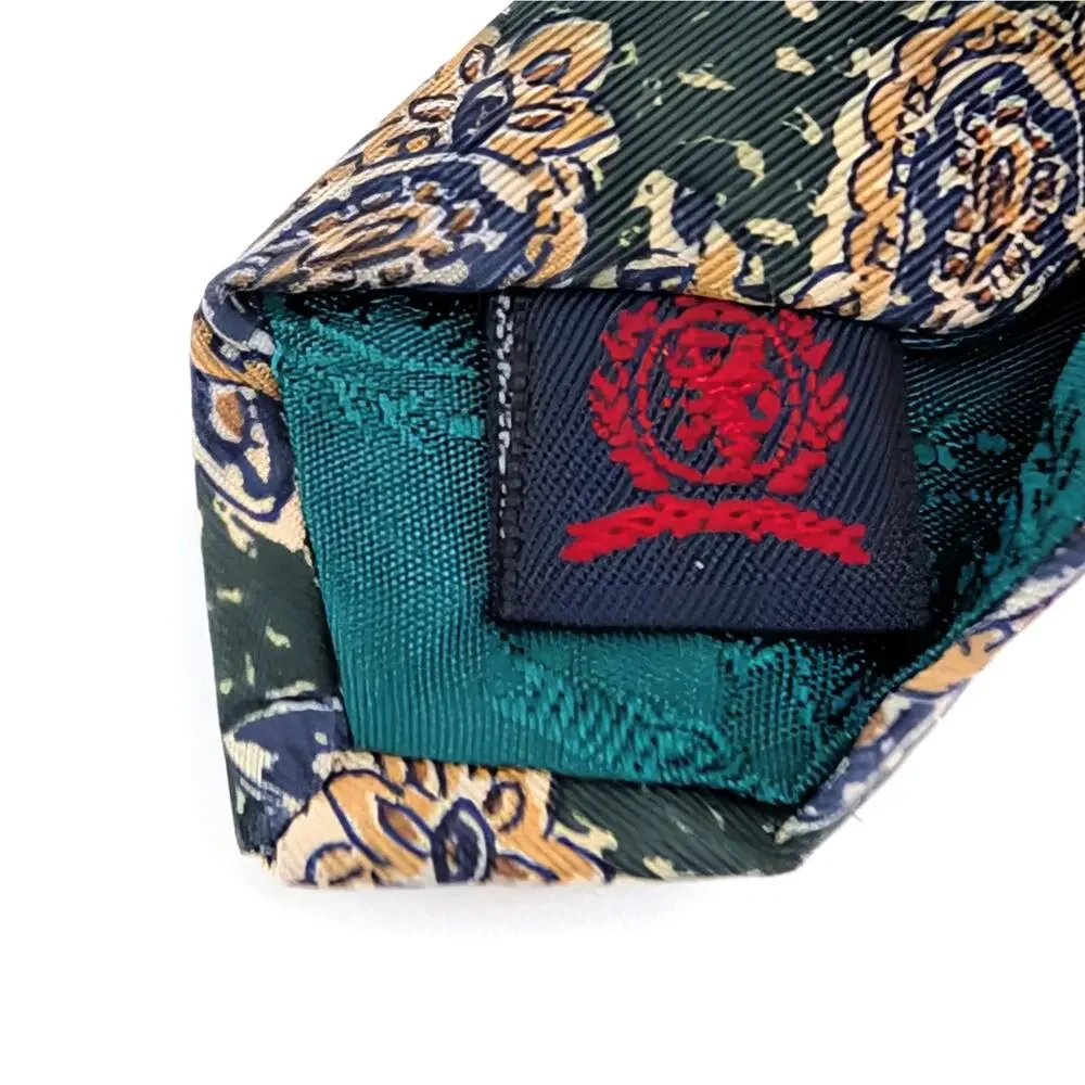 Vintage 90s Tommy Hilfiger Silk Tie Paisley Y2K Preppy Retro Maximalist Eclectic
